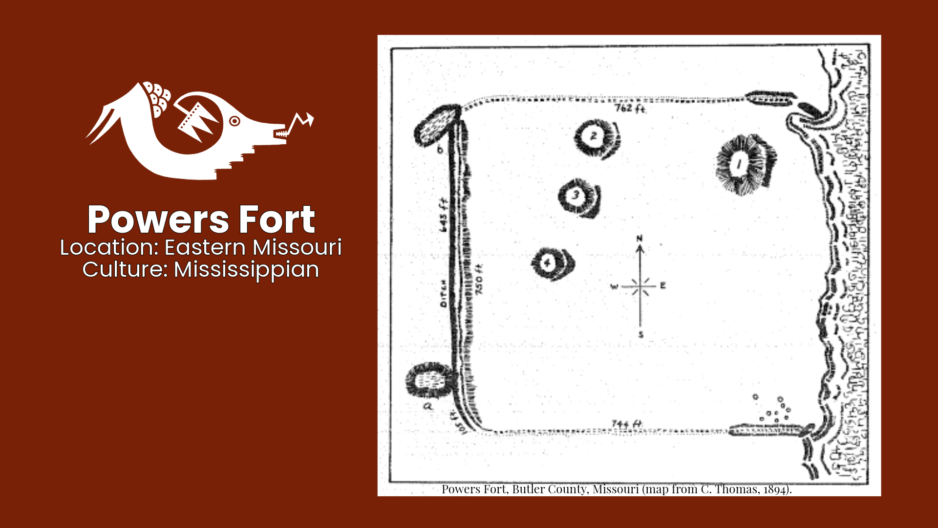 Historical map of Powers Fort from C. Thomas, dated 1984