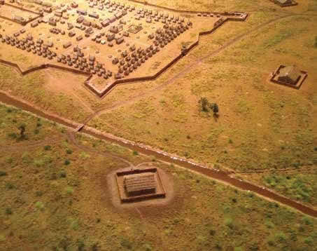 Blockhouse 8 is seen in the foreground of this scale model of Fort Greenville.