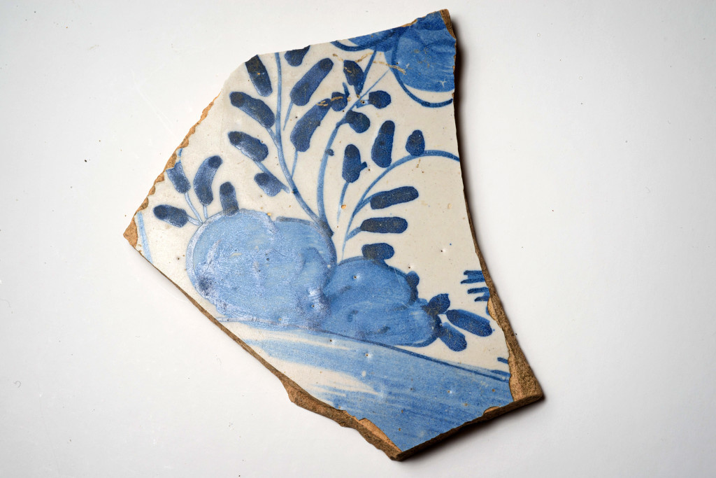 A British ceramic sherd of Delft origin. Credit: Patrick Hall